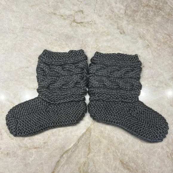 NEW, Handmade Gray Knit Buttoned Boot Socks - Picture 4 of 4